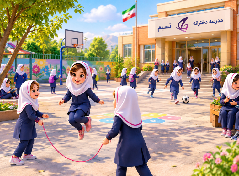 دانش‌آموز کارتونی سه‌بعدی مدرسه نسیم